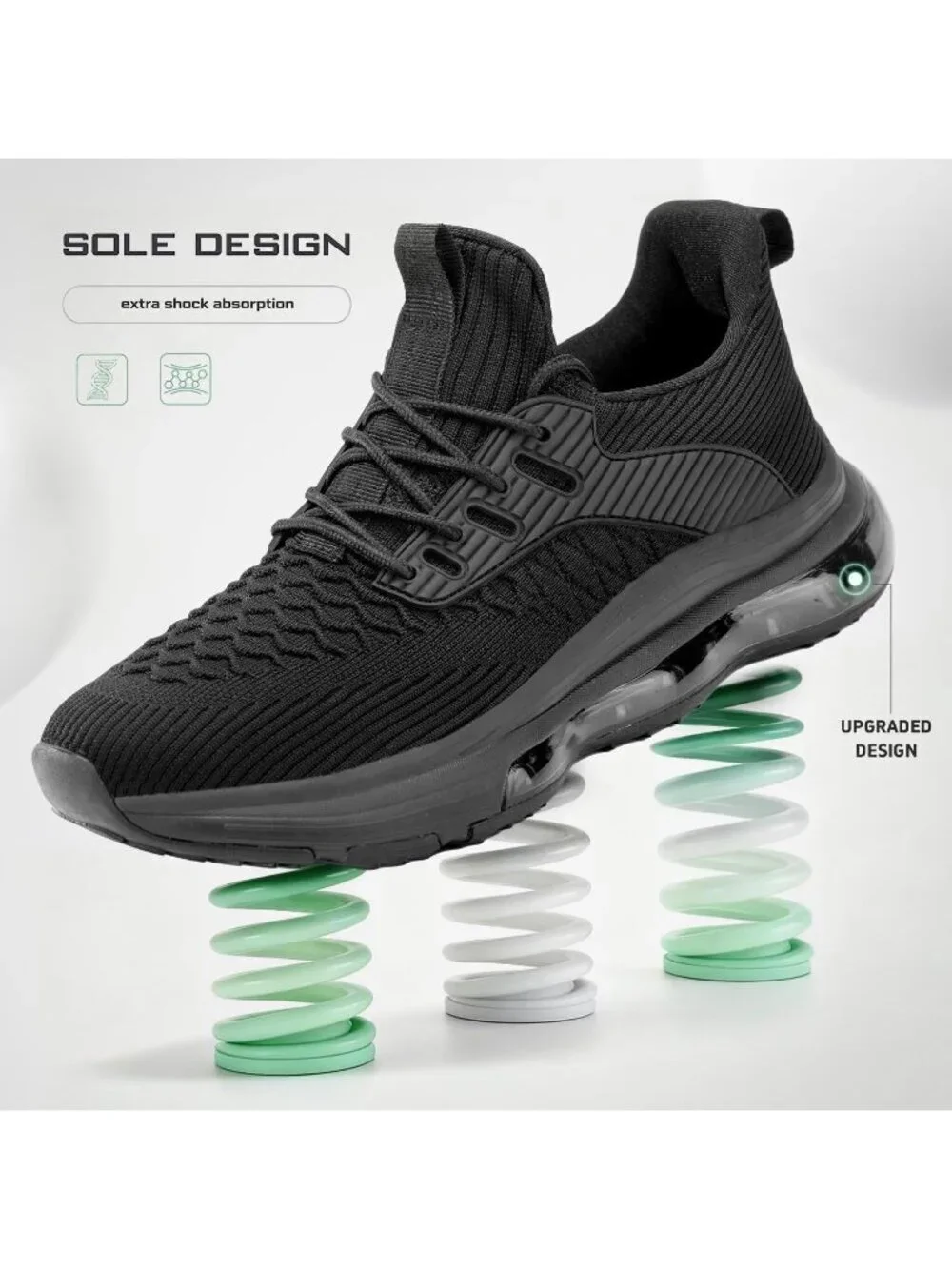 Men's Black Air Cushion Running Shoes Breathable Tennis Casual Fashion Sneakers